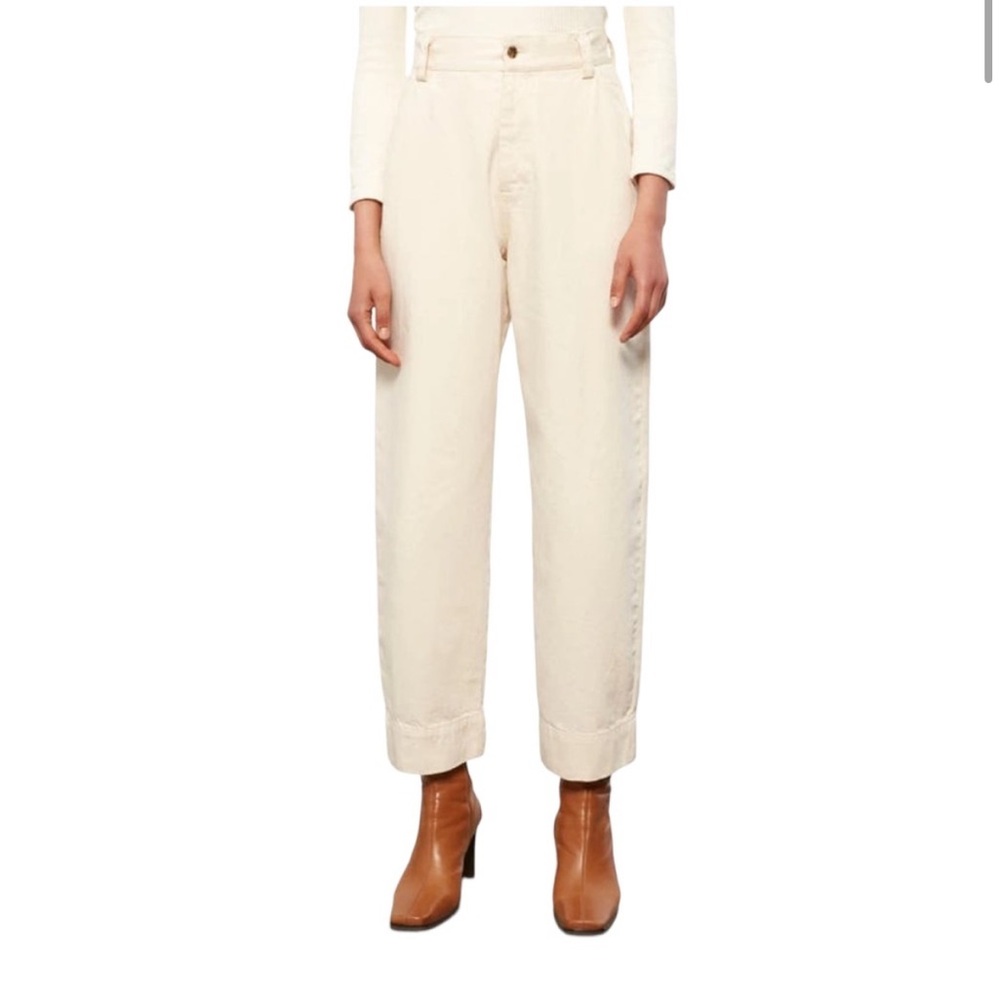 Mara Hoffman Gia Pant Wide Leg Straight 100% Organic Cotton White Cream
